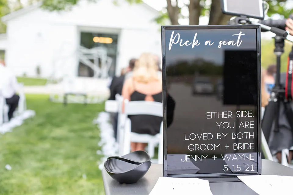 BLACK SIGN: 11 x 17 black acrylic table sign with metal stand [black+white collection]