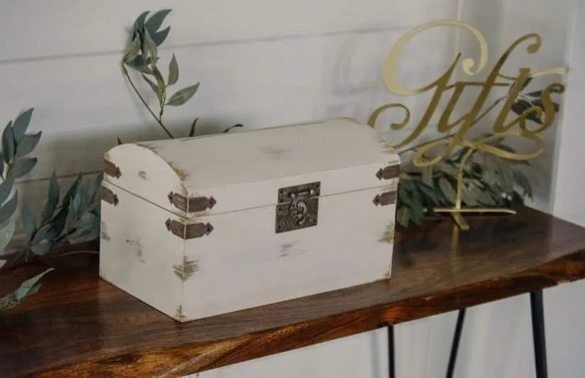 CARD BOX: white rustic or sprayed gold. (choose one)