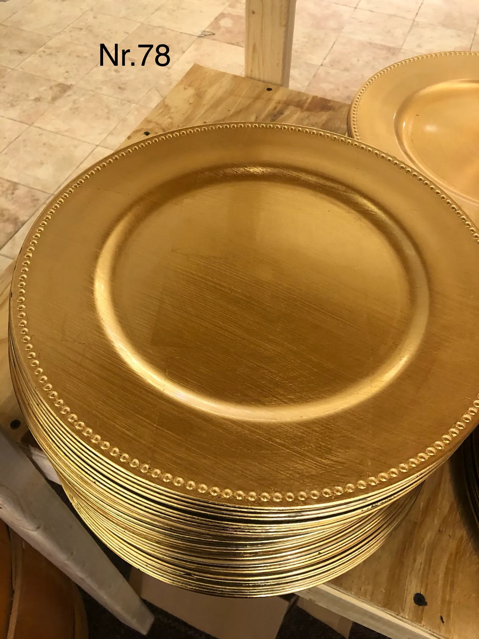 CHARGERS: 13" gold beaded chargers (max 200)