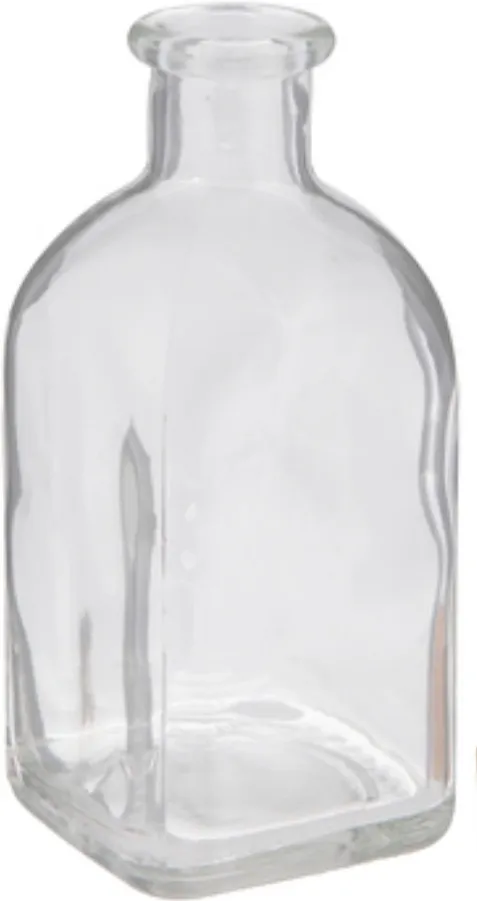 CENTERPIECE: 5" clear square bottle. {Boho collection}