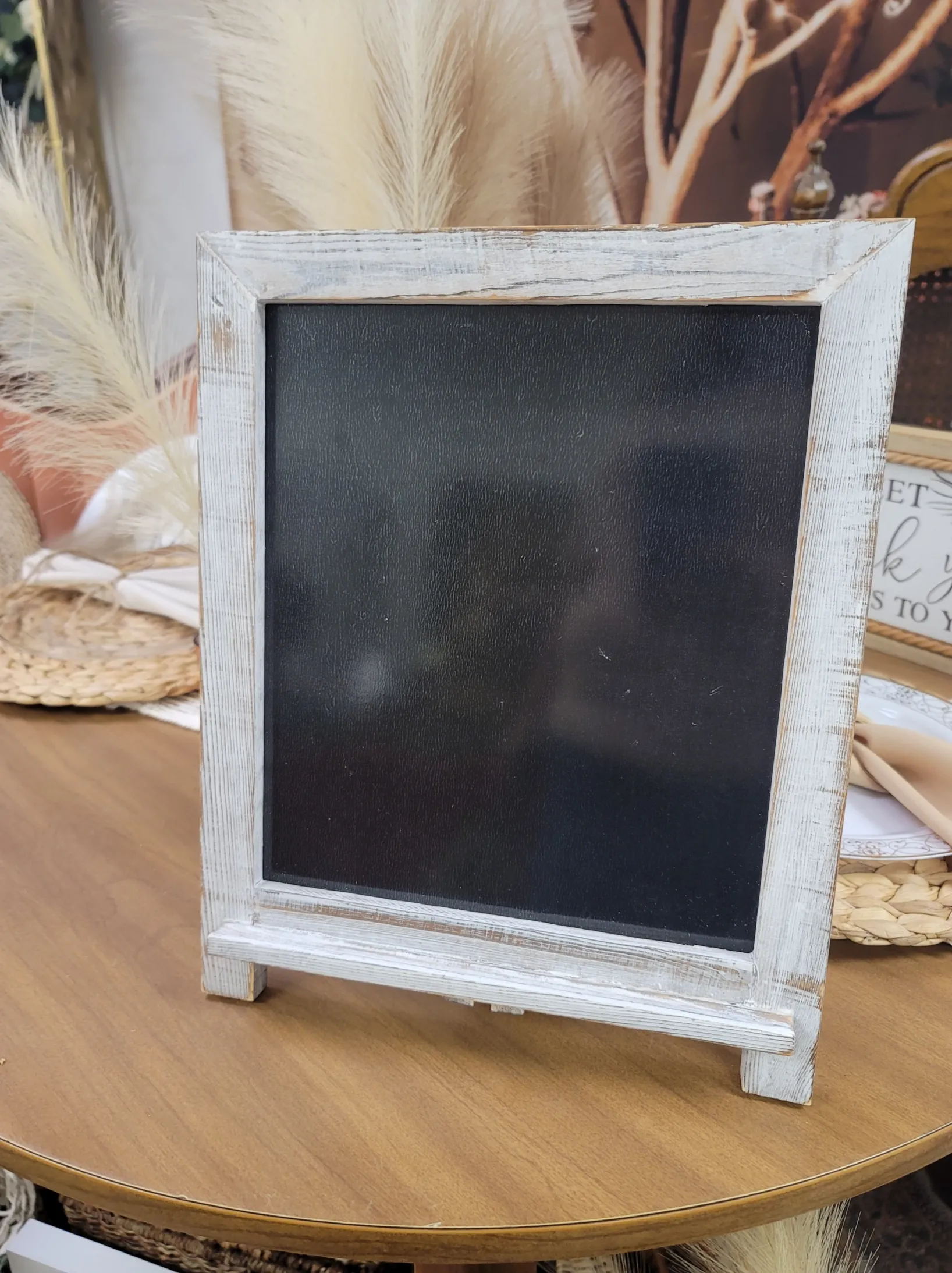 SIGNS: rustic white chalkboard with easel