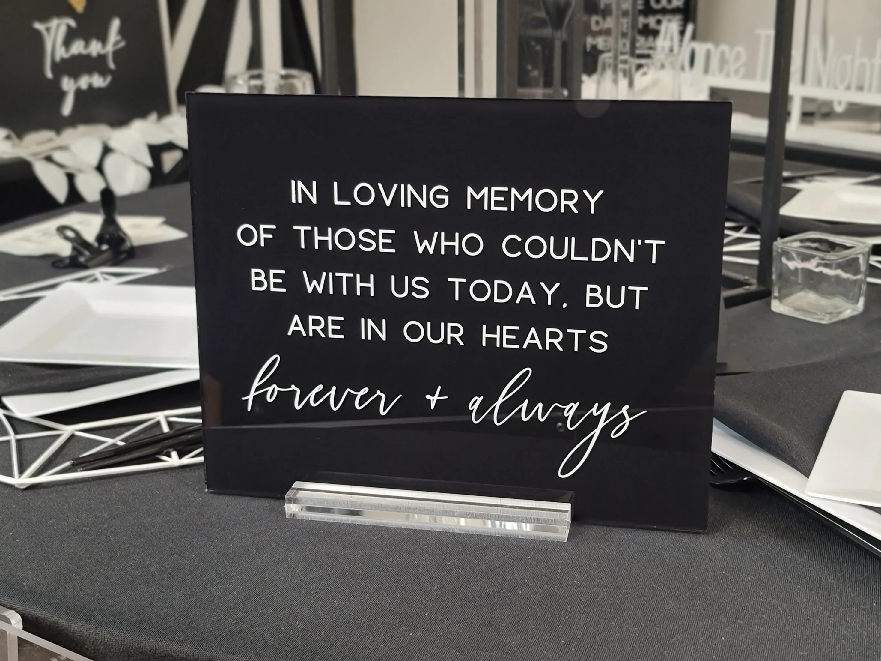 SIGN BUNDLE: black engraved white lettering set of 3, memory, gifts, guestbook [black+white collection only]