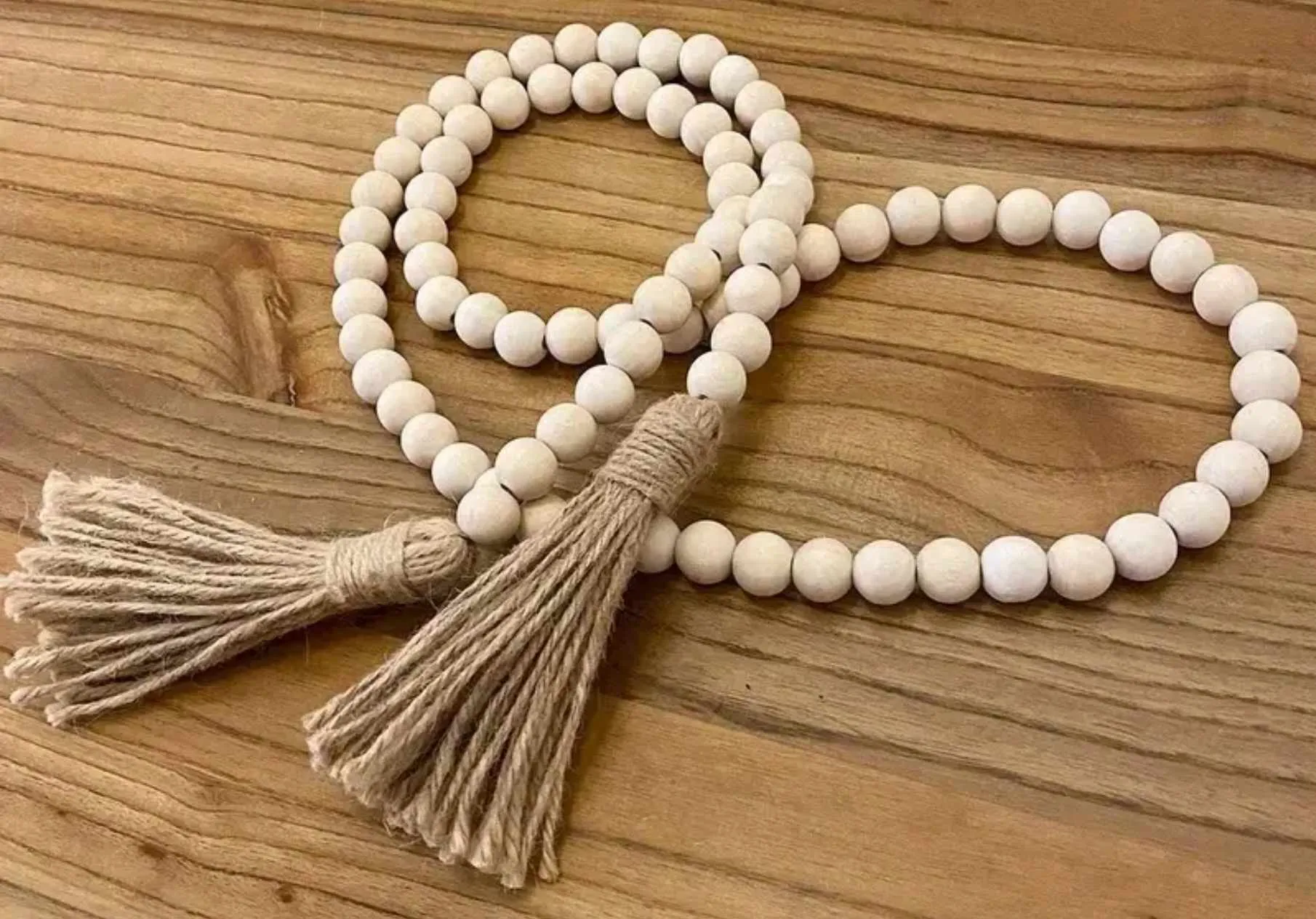 TABLESCAPE: 33" wood beaded garland with tassels SET OF 8 {boho collection only}