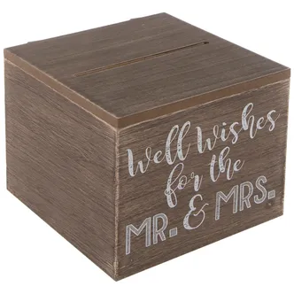 SIGN: rustic box "Wishes for the Mr +Mrs."