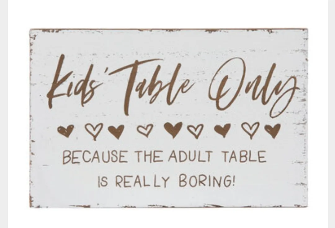 SIGN: kids table