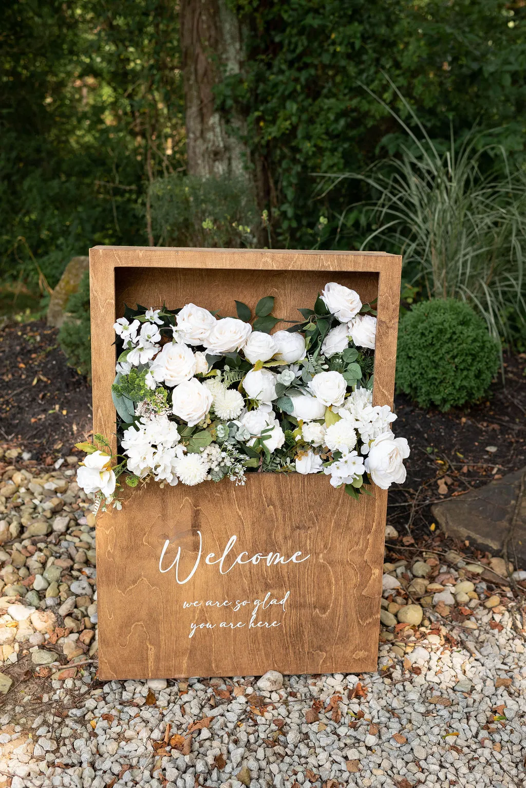 SIGN: welcome floral bloom box- WOOD
