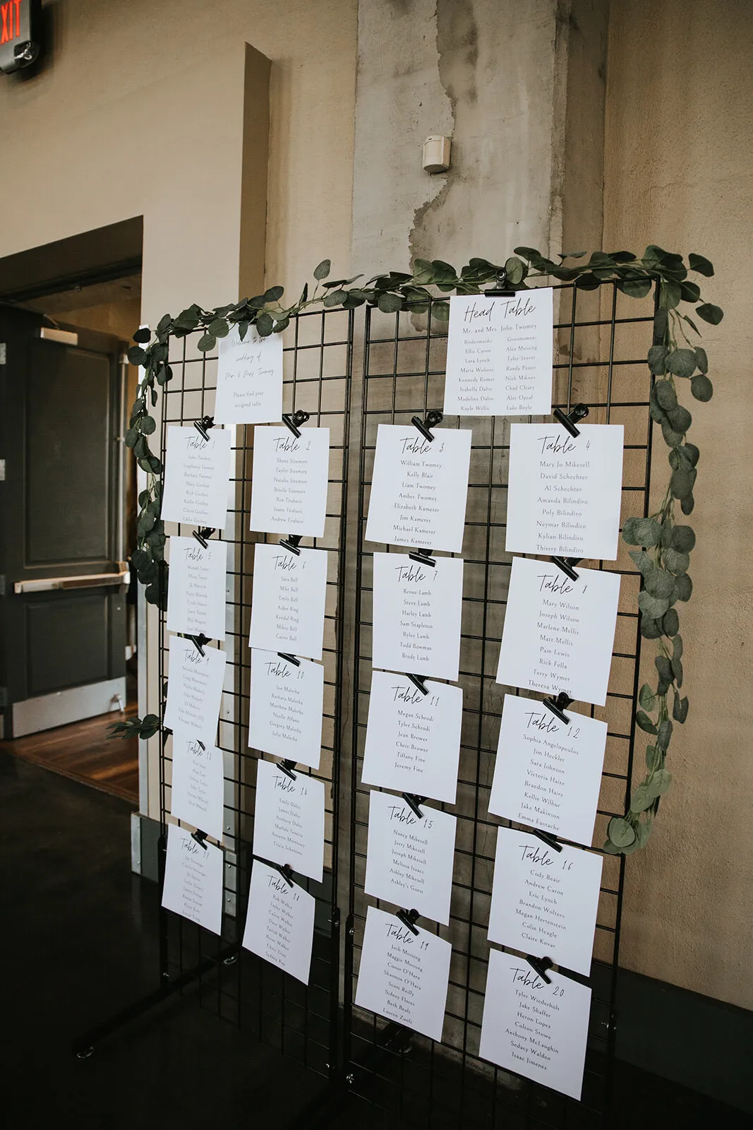 WALL DECOR/SEATING CHART: Black grid 2' x 6' SET OF 2 (with clips + pegs)  [black+white collection]