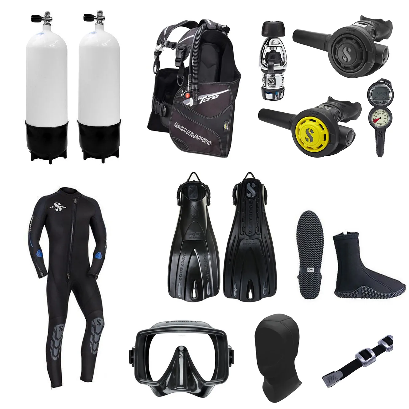 Two Cylinders  - Full Set Scuba Bundle (SELECT SIZES BELOW)