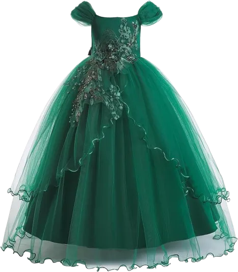 Dark Green Floral Tulle Gown (7-8 years)