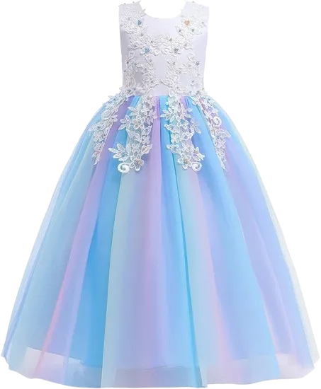Blue Rainbow Tulle Gown (4-5 years)