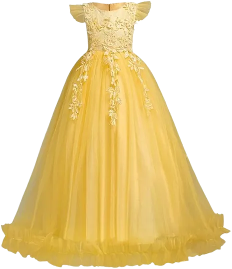 Yellow Floral Tulle Gown (6-7 years)