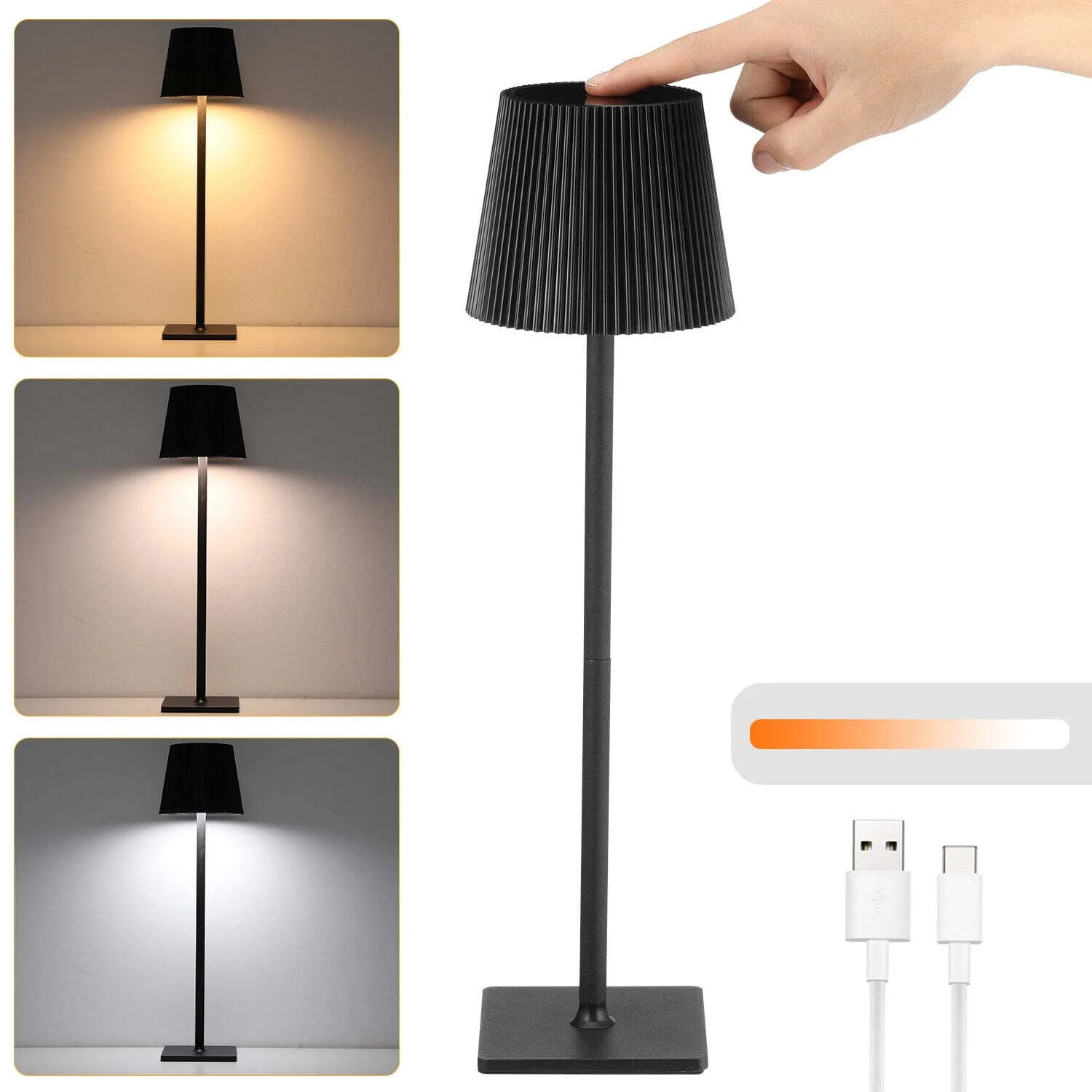 Black Battery Operated Table Lamp