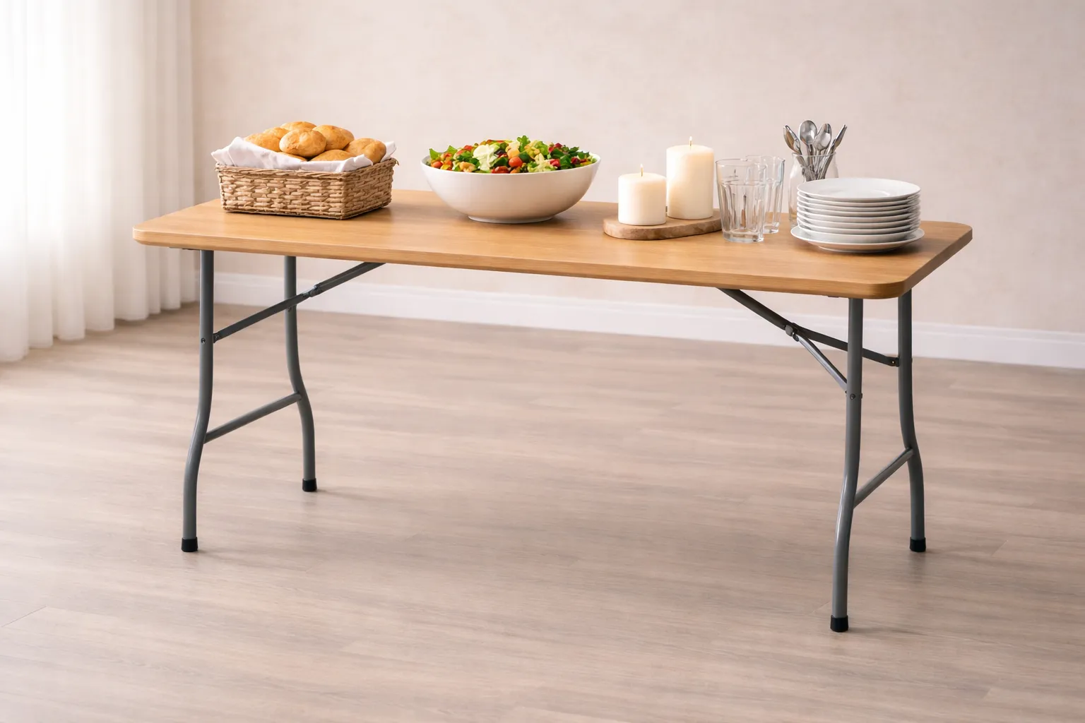 48" Rectangular Wood Serving Table (4 ft) – Buffet or Display Table