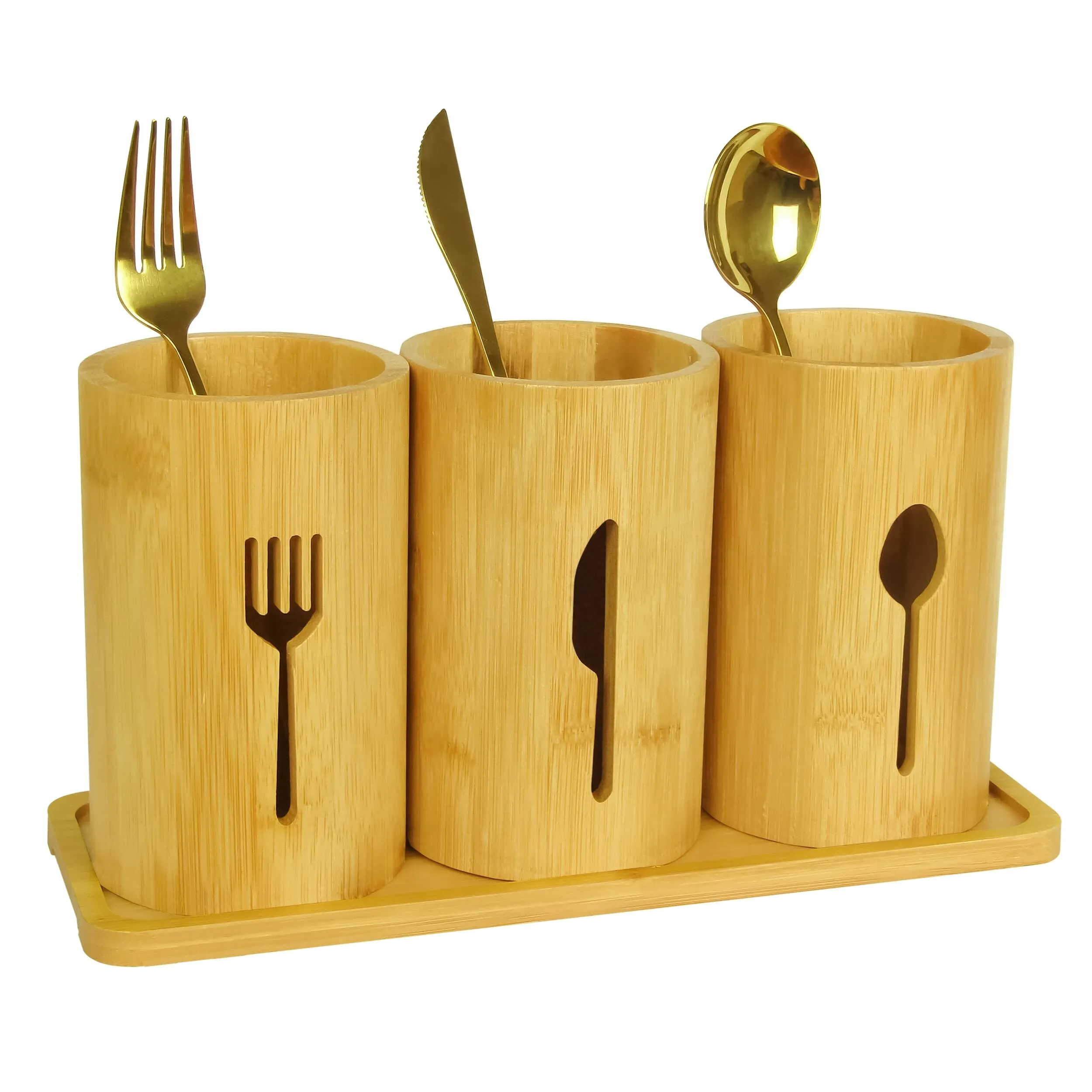 Bamboo Silverware Organizer