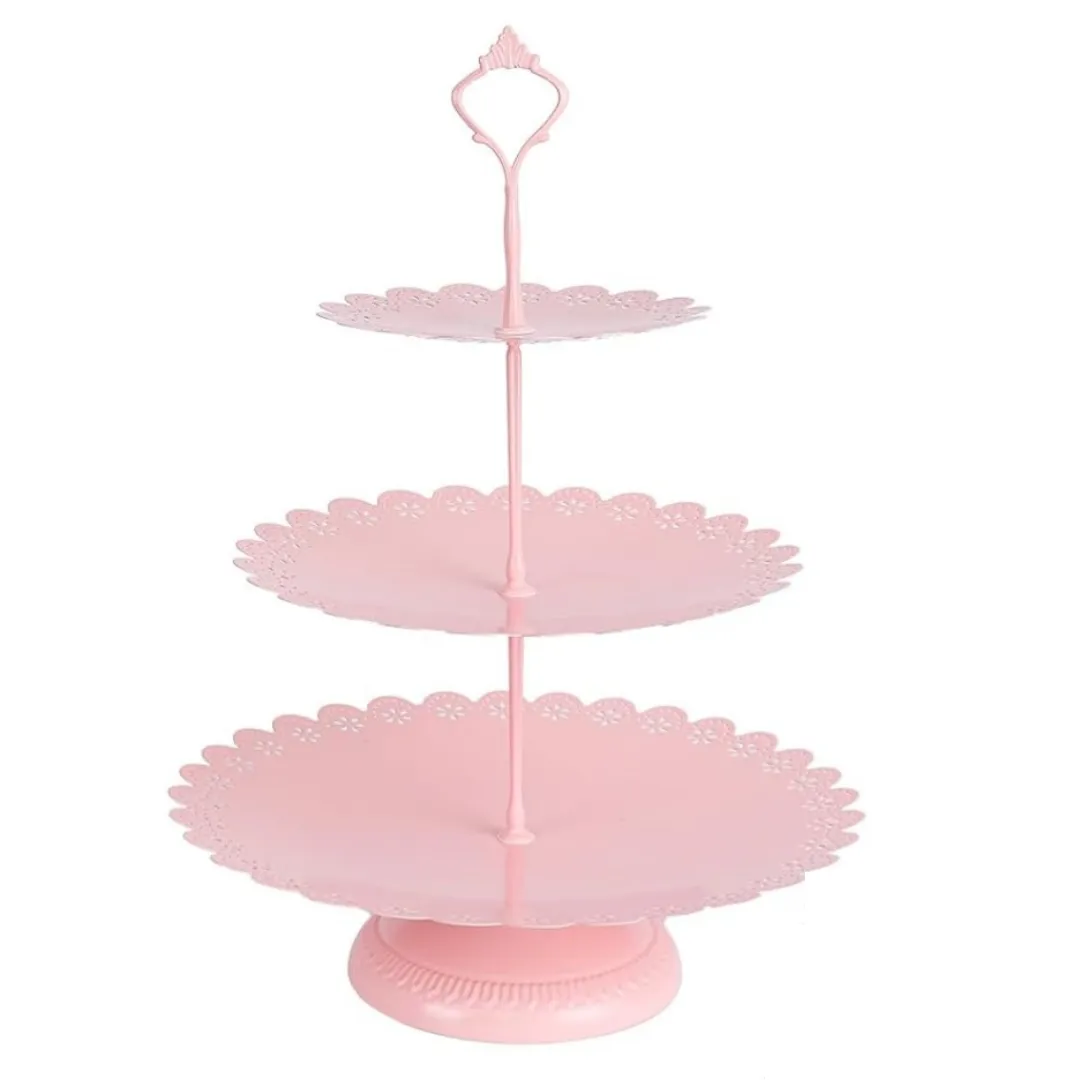 Pink 3-Tiered Dessert Stand