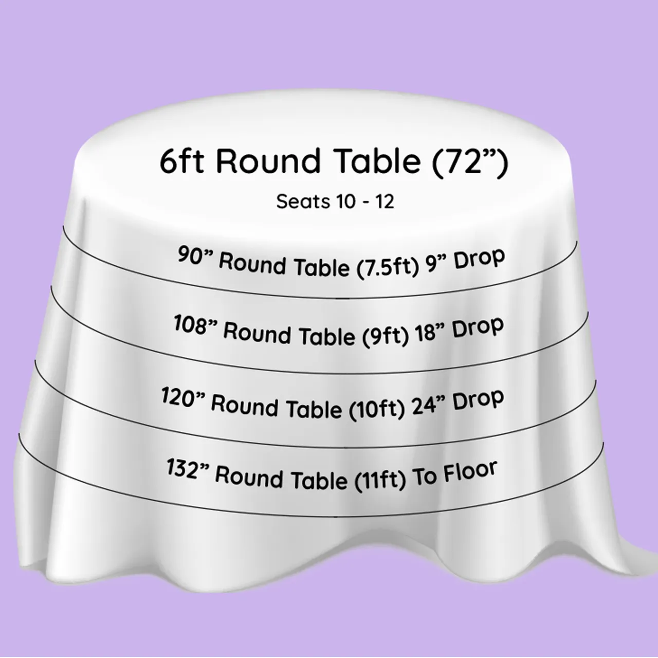 Linen - 6FT Round Table 132" White