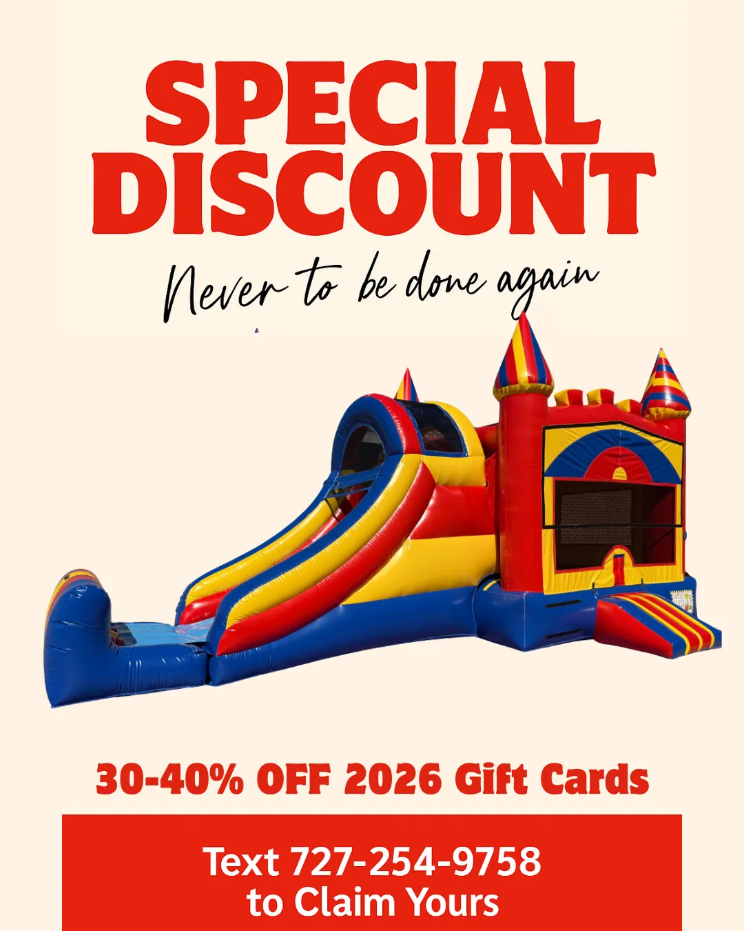 2026 Bounce House Gift Card Promo- Combo Bounce Castle and Slide- GIFT CARD