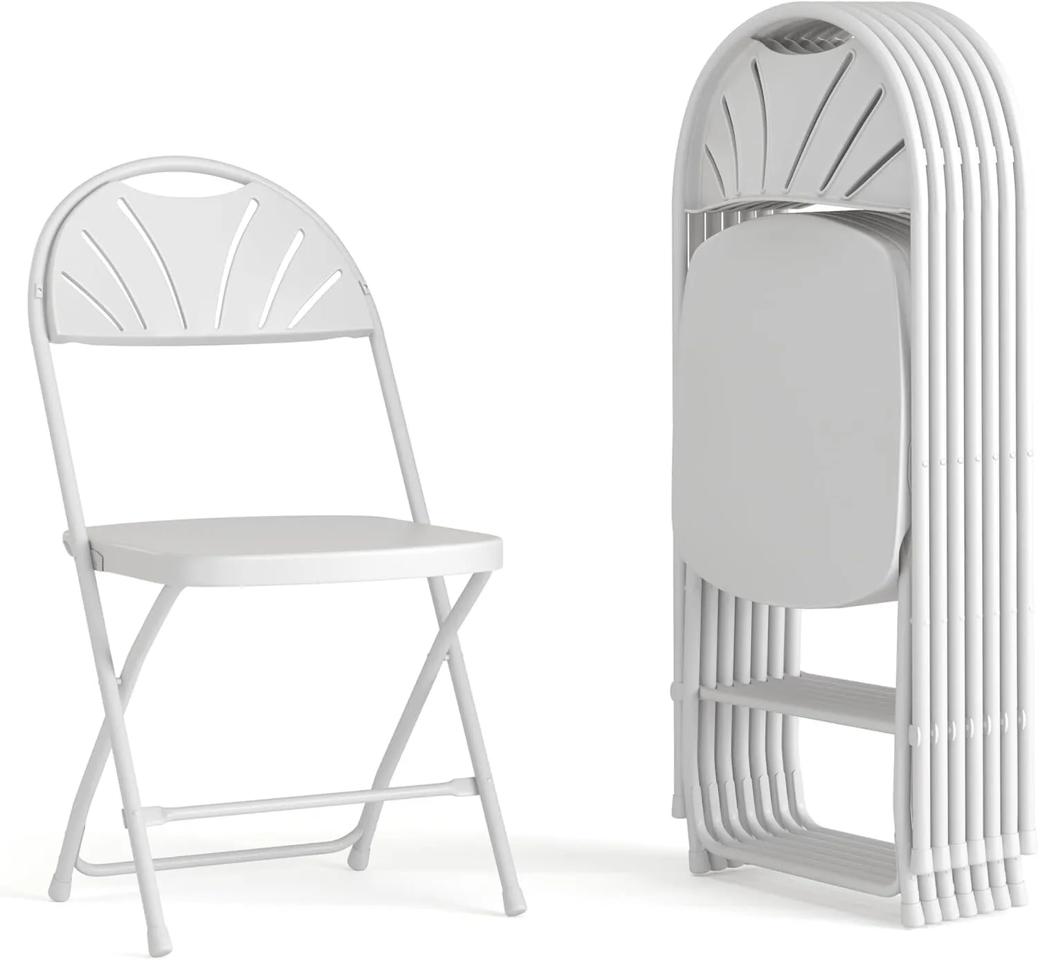 White Fan Back Premium Folding Chair