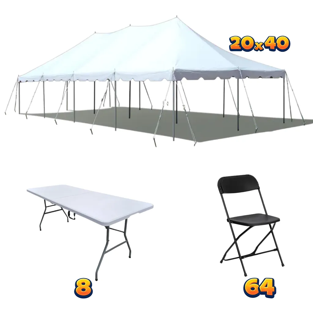 Tent, Tables & Chairs Package (50+ Guests)