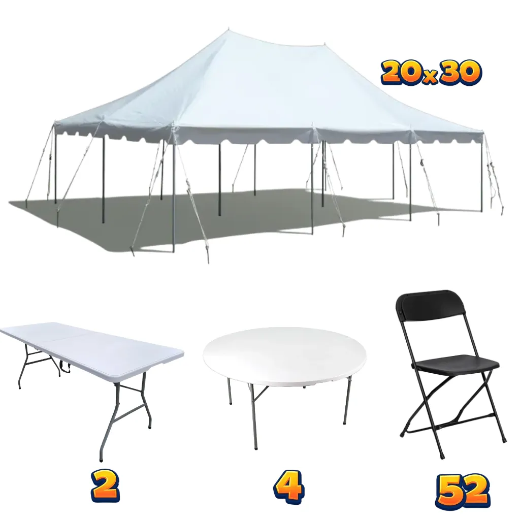  Tent, Tables & Chairs Package (40-50 Guests)