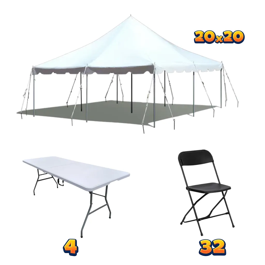 Tent, Tables & Chairs Package (30-40 Guests)