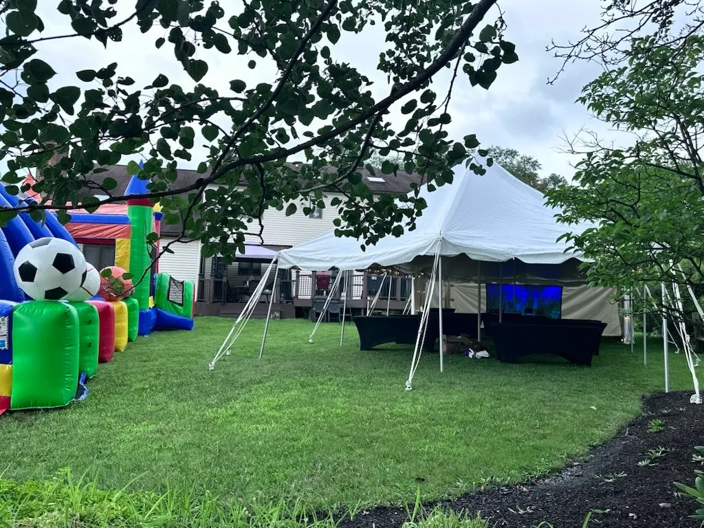 XL Party Watch | 20"x40" Tent, Tables, Chairs, Screen, and Theatre Projector