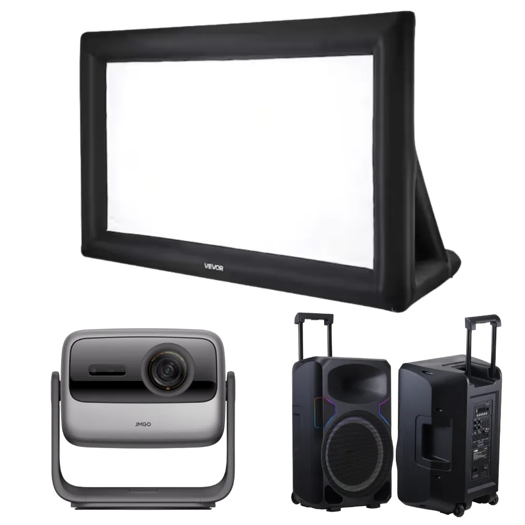 Movie Night Combo (Inflatable Screen + Outdoor Movie Projector + Outdoor Loud Speakers)