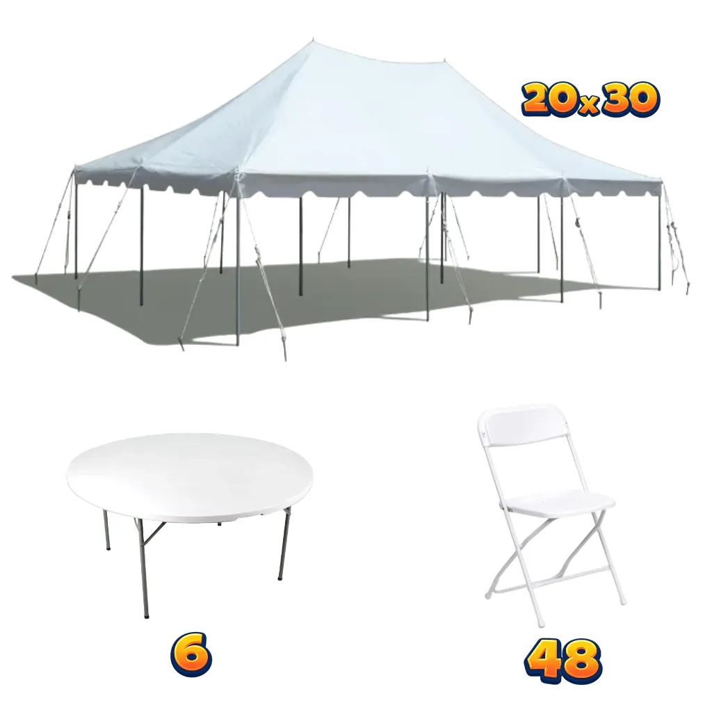 Tent, Tables & Chairs Package (40-50 Guests)