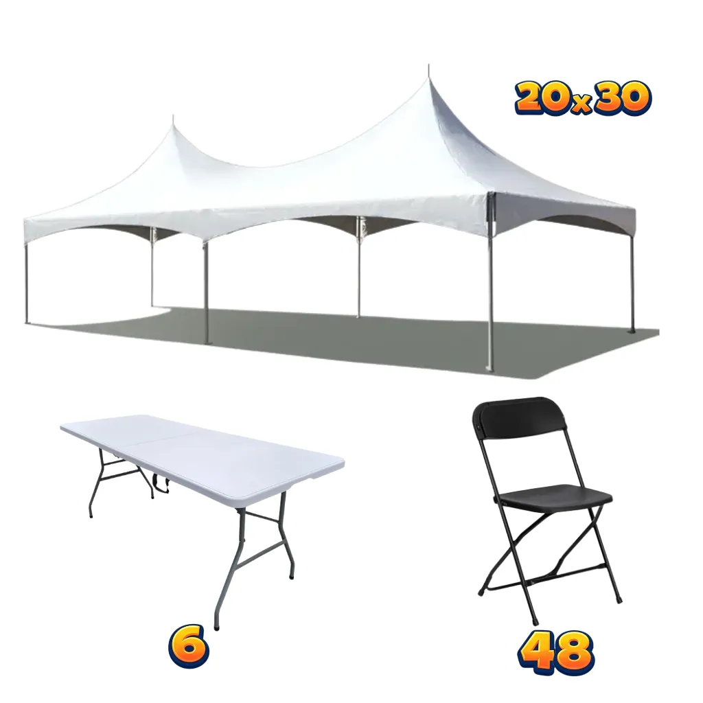 High Peak Tent, Tables & Chairs Package (40-50 Guests)