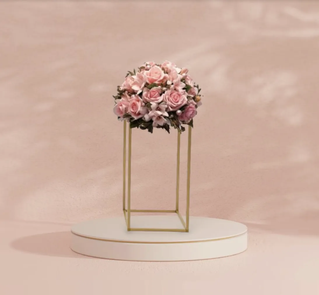 Gold Geometric Flower Stand 16" (Flowers not included)