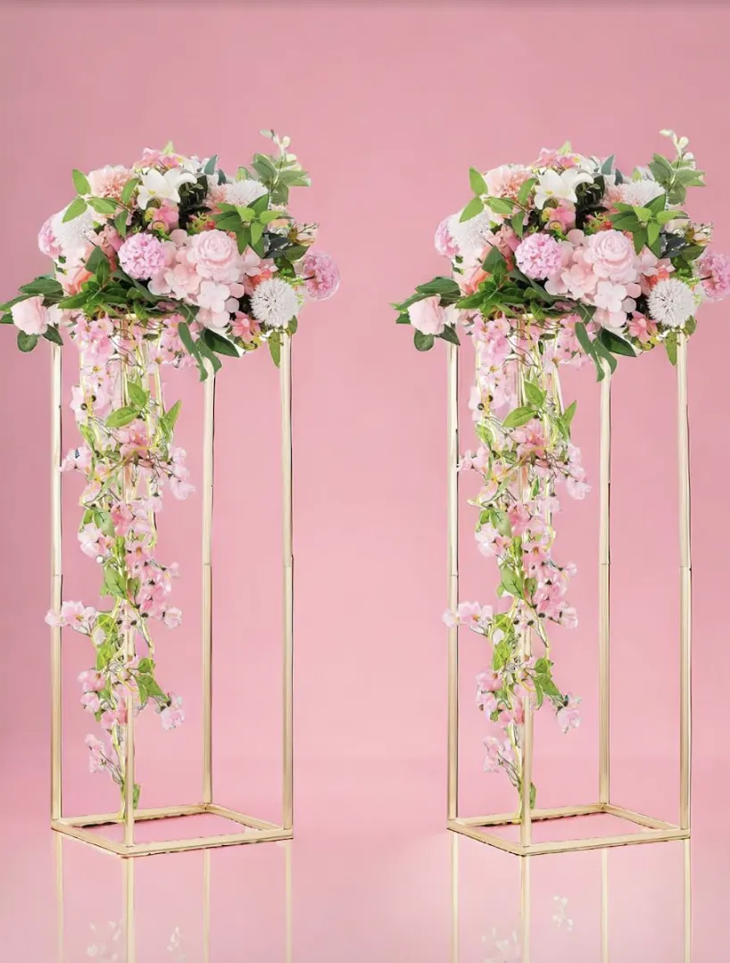Gold Geometric Flower Stand 32" (Flowers not included)
