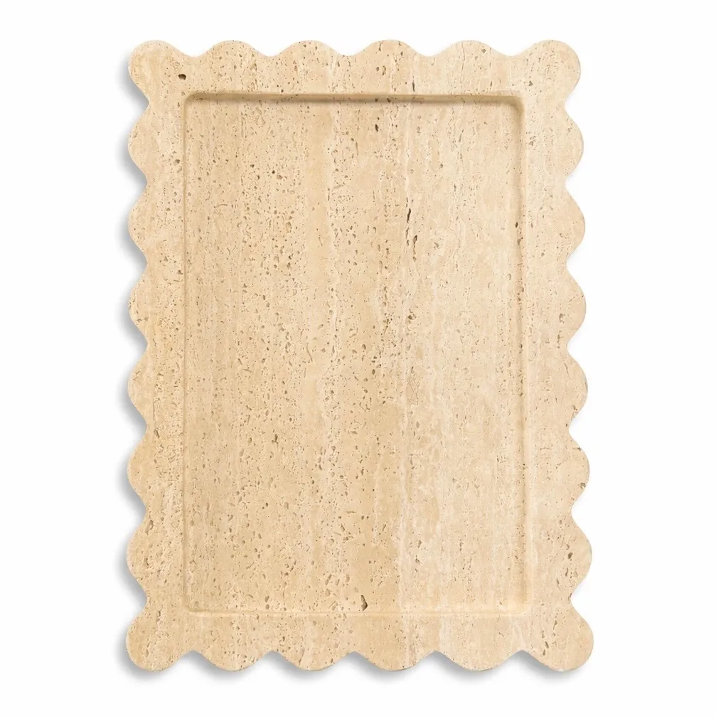 Scallop Marble Tray - Travertine Beige