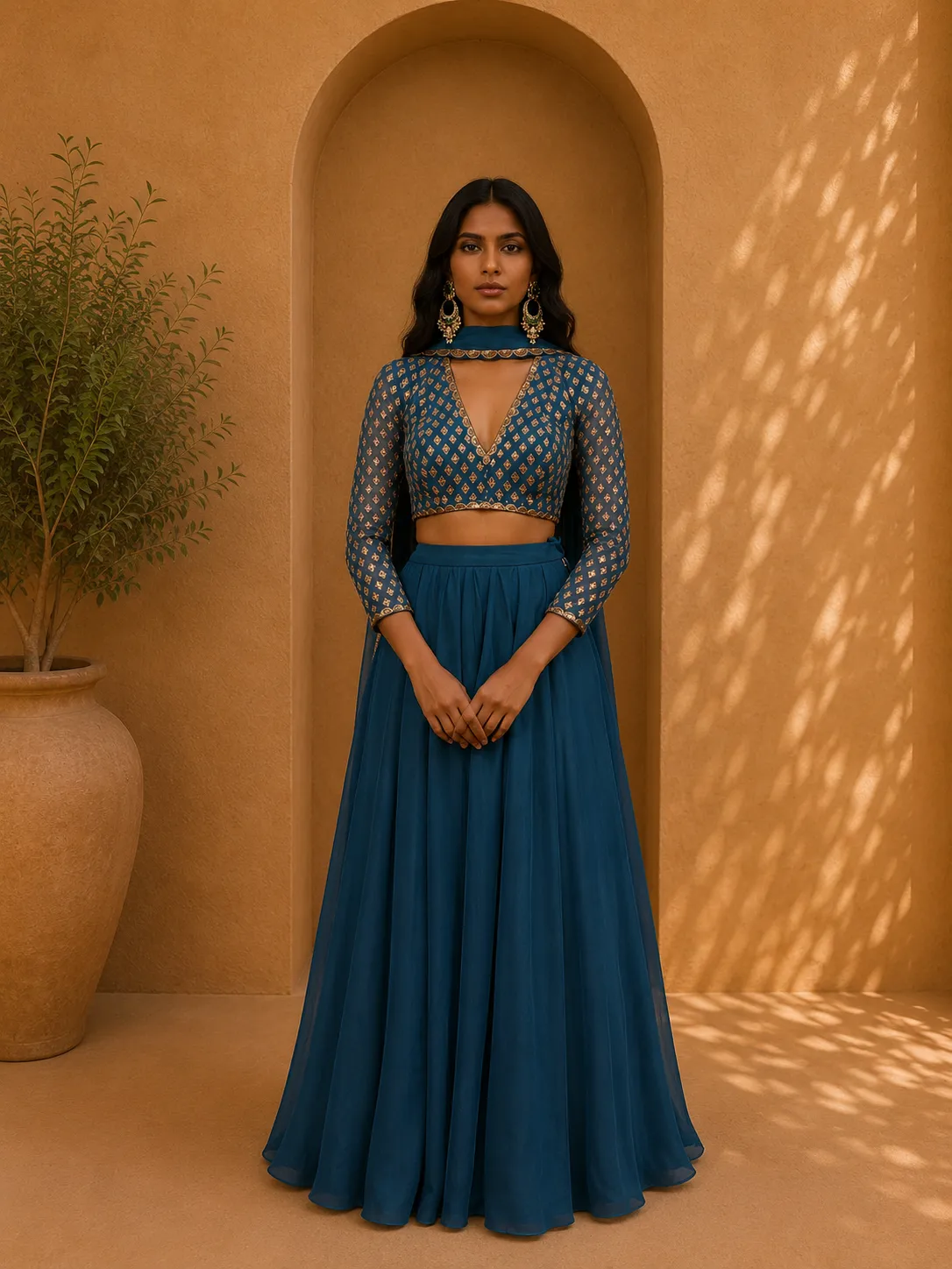 VVANI Blue Sharara Lehenga