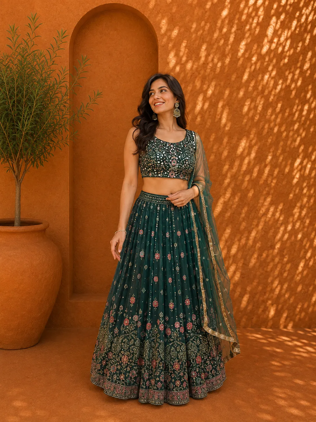 Dark Green Lehenga