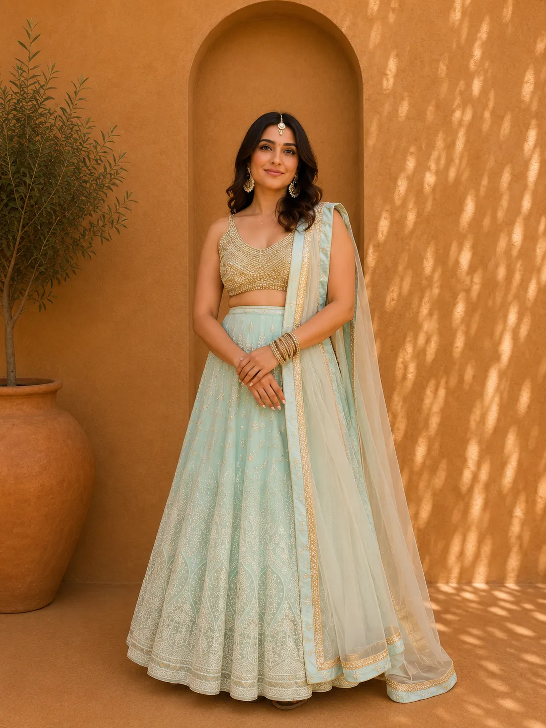 Pastel Blue Lehenga skirt with mix-&-match blouse options