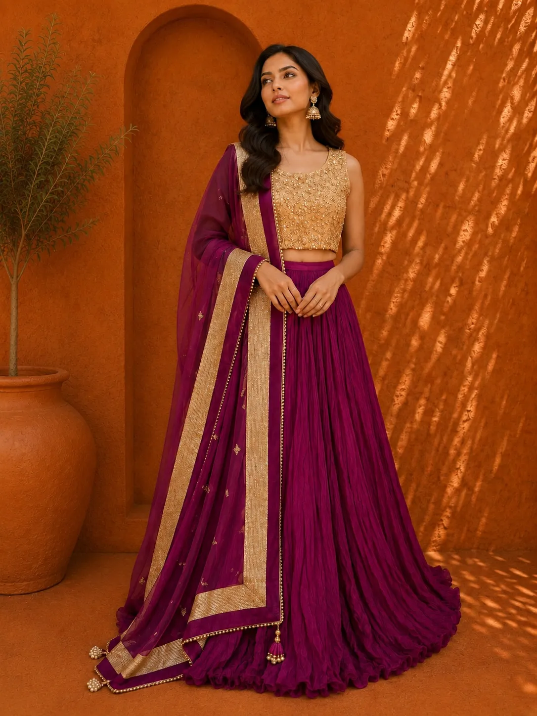 Purple Lehenga with full circular cut (big flare/ghera)