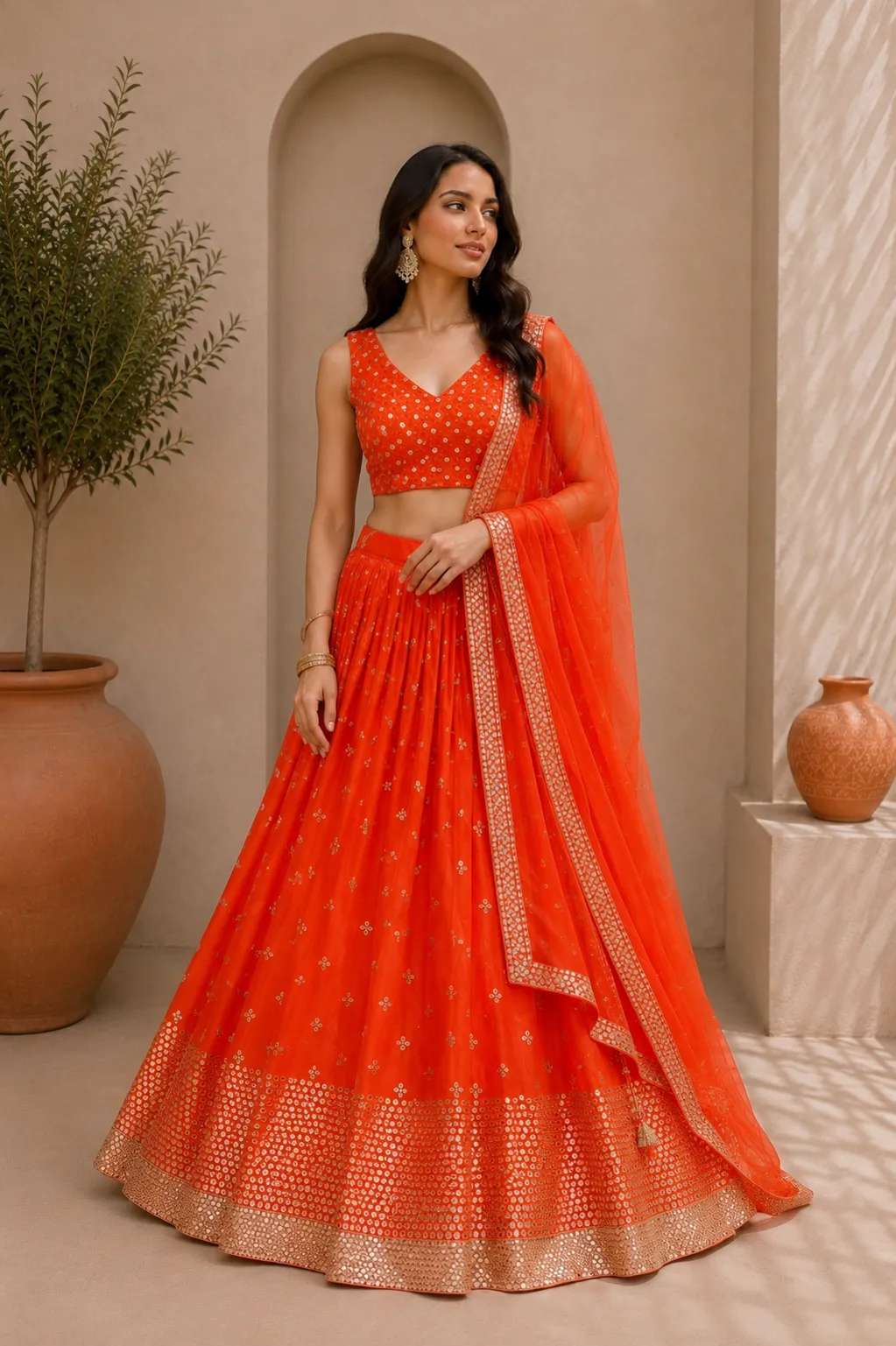 Orange Georgette lehenga