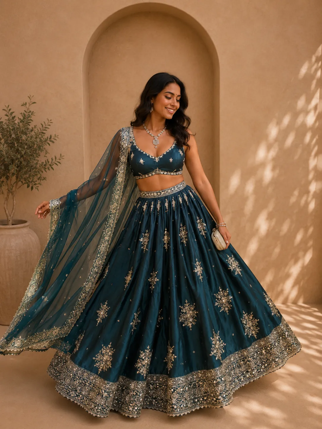 Dark Green Lehenga (lightweight)