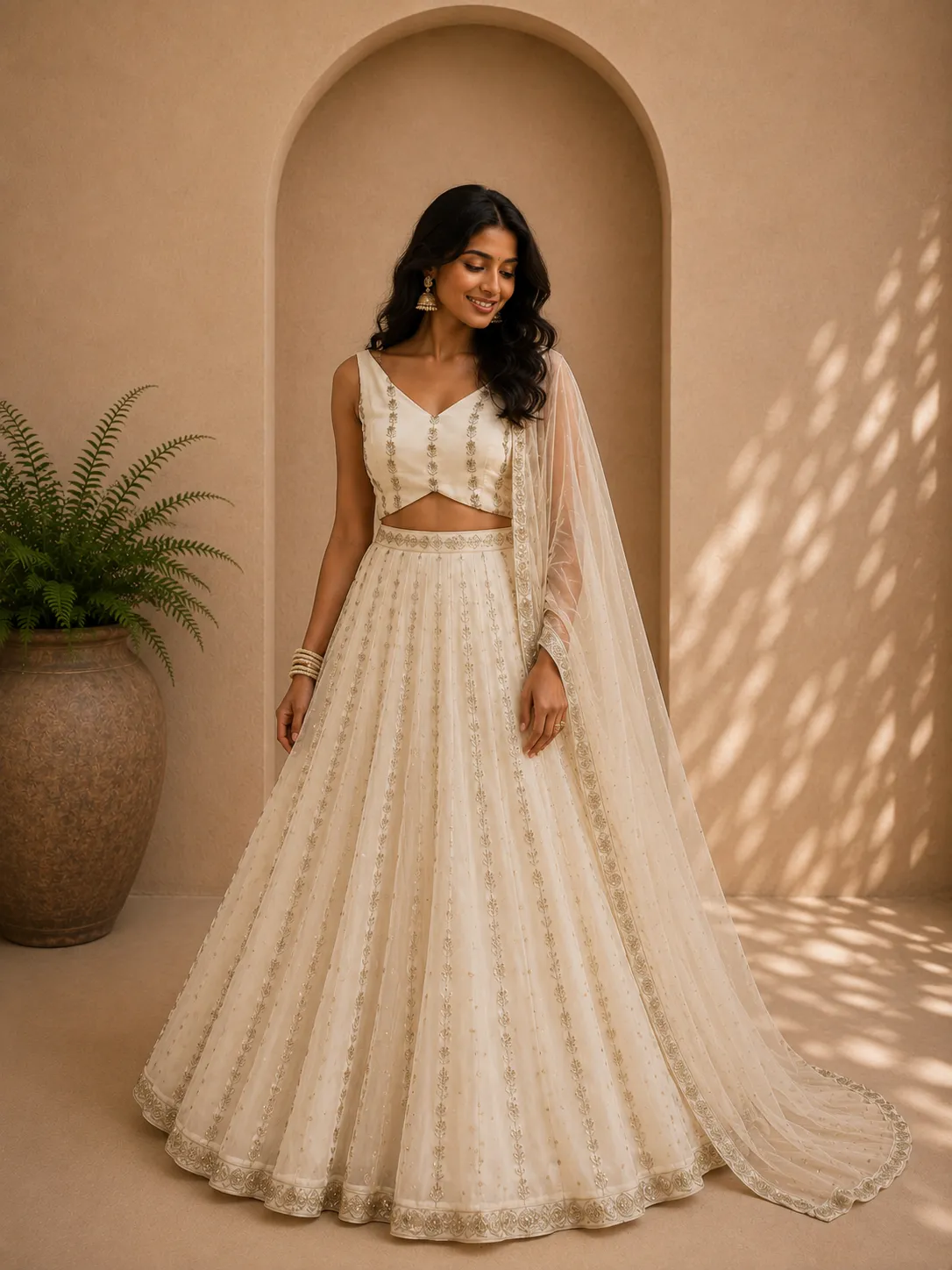 White Lehenga