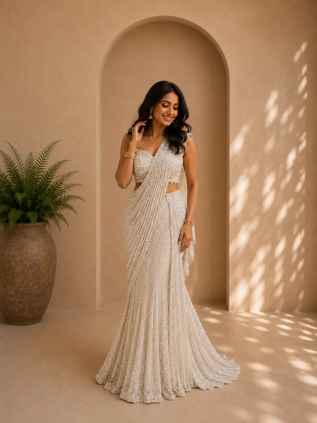 Pre-draped Sequins Saree