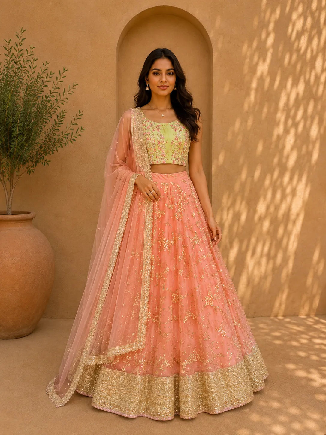 Green & Pink Lehenga