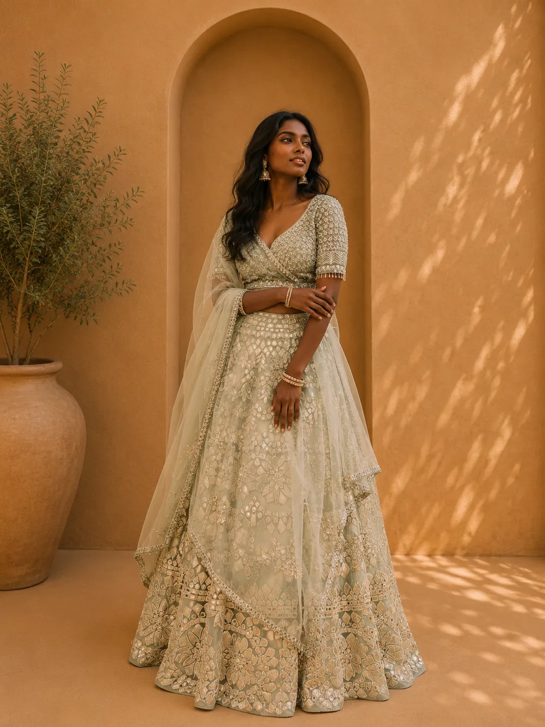 Sage Green Lehenga