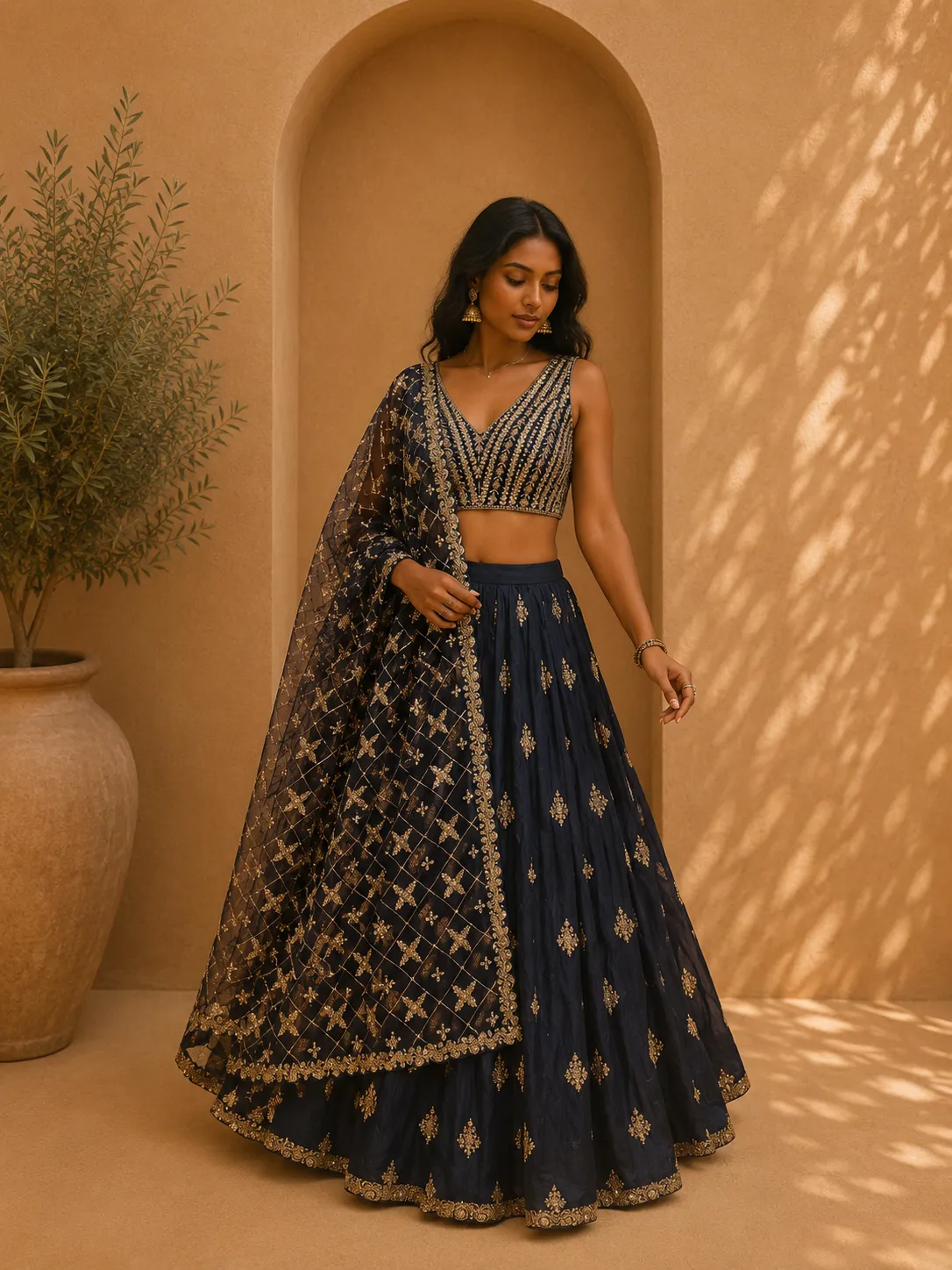 Lashkara Dark Blue Lehenga