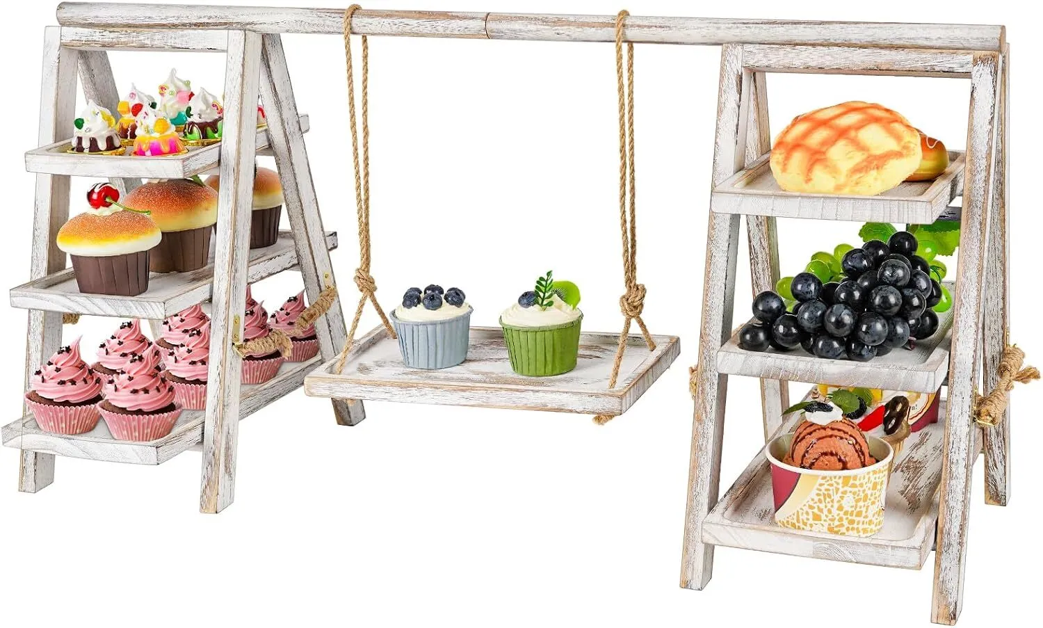 3 Tier Wooden Swing Stand - White