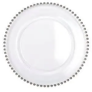 Beaded Glass Charger Plate (Silver Bead)