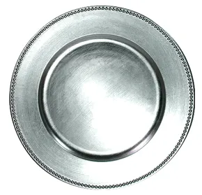 Acrylic Charger Plate (Silver Beaded)