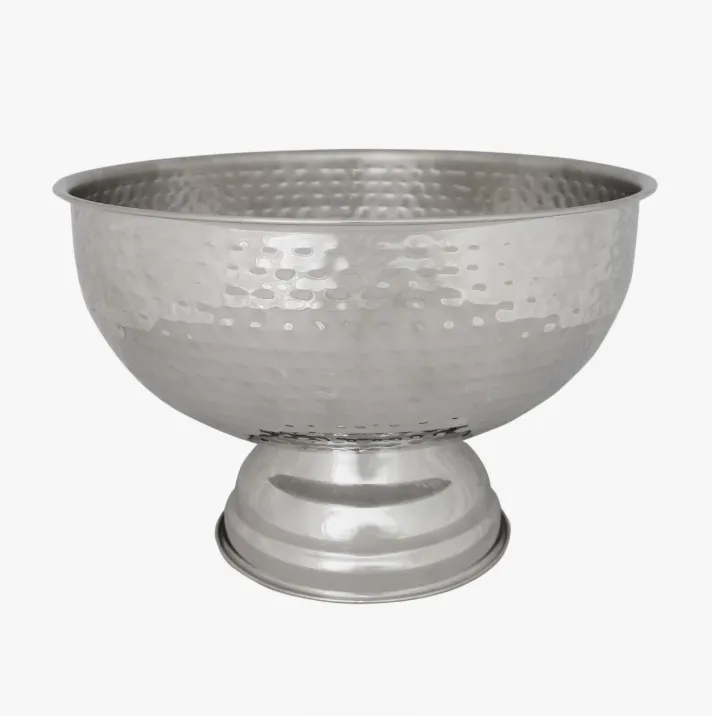 Champagne & Wine Round Ice Bucket (Hammered S/Steel)