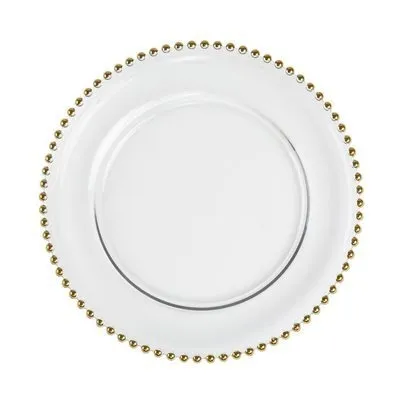 Beaded Glass Charger Plate (Gold Bead)