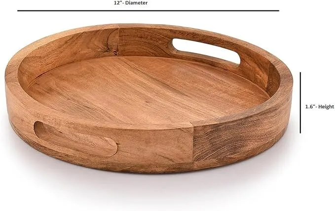 Round Wooden Tray - 12"