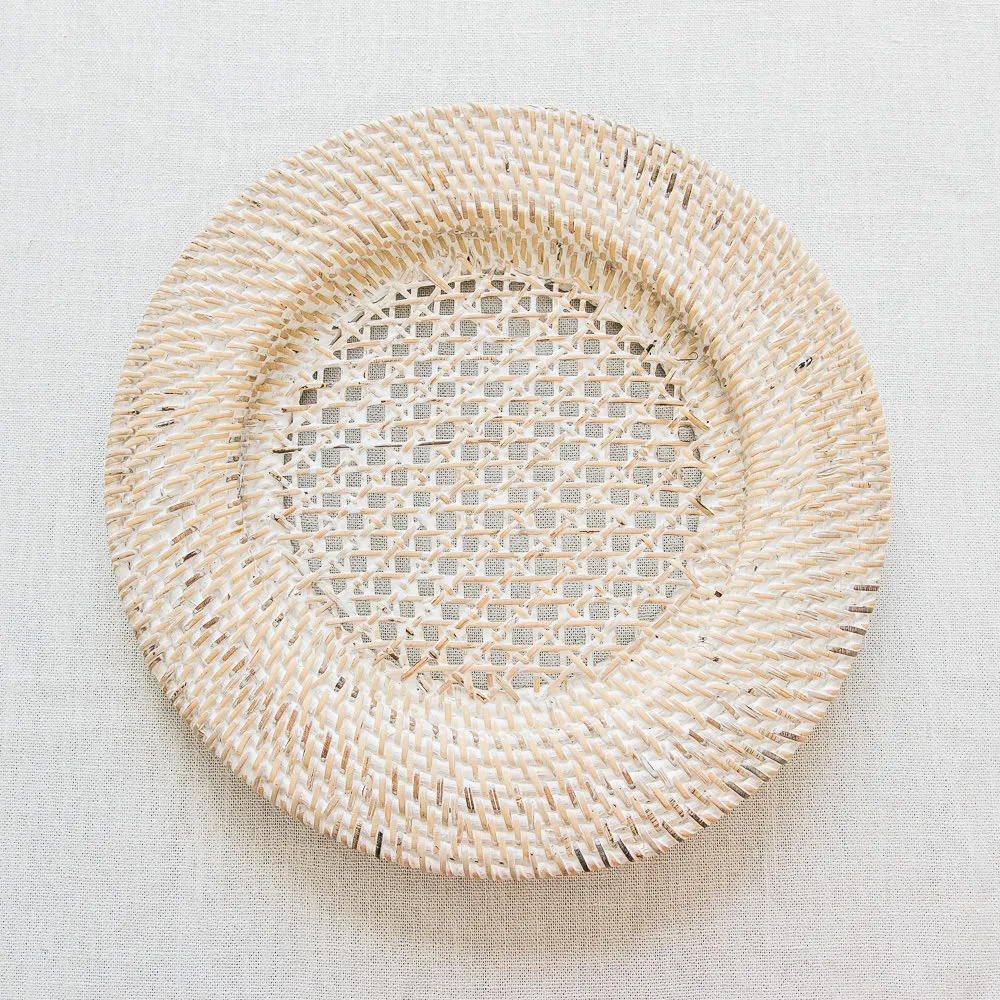 Charger - Whitewash Rattan